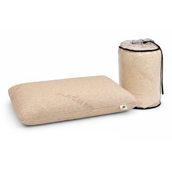 Almohada 100% Látex Algodon Y Lino 70x40 - Desenfundable Y Lavable. Ergonómica. 100% Algodon Y Lino