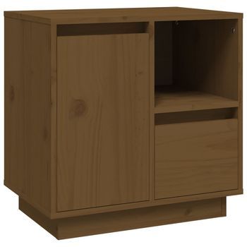 Mesita De Noche | Mesa Auxiliar | Mesilla Madera Maciza De Pino Marrón Miel 50x34x50 Cm