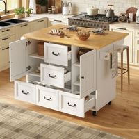 isla de cocina 120x7345x93 cm deslizante 2 puertas 5 cajones especias toallero blanconegro