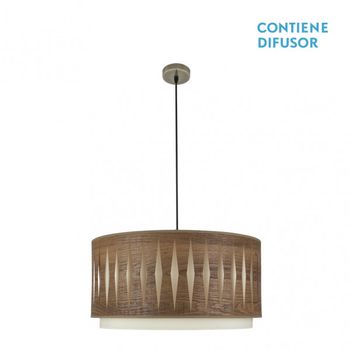 AKUNADECOR Colgante Alexandra Cuero/madera Oscura Regulable