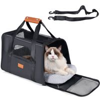 t-lovendo - transportin perros y gatos bolsa de transporte viaje transpirable mascotas bolso con colchon tres puertas medidas 12x44x24cm aprobado por las aerolineas paseos avion coche tren
