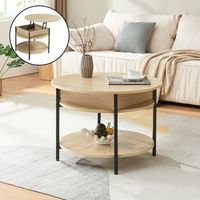 mesa de centro kandas con tablero elevable 70x49 cm - efecto roble encasa