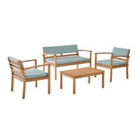 conjunto de jardin de madera de acacia 4 plazas verde grisaceo