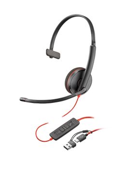 Auriculares Poly con cable USB-C y USB-A Micrófono Monoaural Supraaural