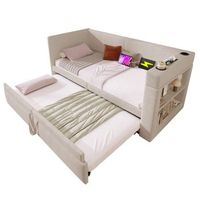 sofa cama tapizado 90x200cm con cama nido usb c y portavasos color beige