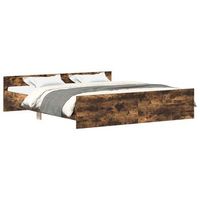 cama matrimonial  cama para adultos  estructura de cama con cabecero piecero roble ahumado 180x200cm