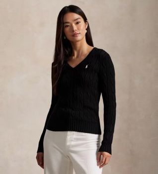 Polo Ralph Lauren para mujer. 211971870002 Jersey de algodón en punto de ochos negro (S), Casual