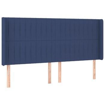 Cabecero，cabecero Cama，panel De Cabecera Con Orejas De Tela Azul 163x16x118/128 Cm
