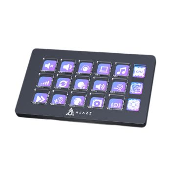AJAZZ AKP153 Teclado controlador de escritorio con control en vivo tipo C, con 15 teclas macro LCD y 1 pantalla lateral, soporte desmontable, compatible con controladores, compatible con múltiples