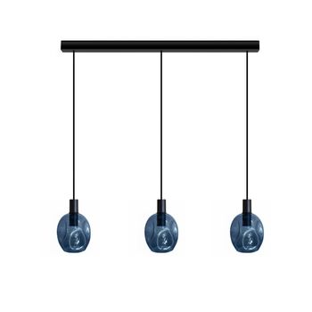 Lámpara de techo barra metal negro pantalla azul