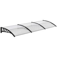 outsunny marquesina para puerta techo en policarbonato marquesina para puerta de entrada borde en aluminio contra la lluvia y uv   aosom espana