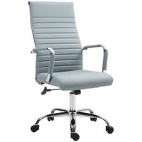 vinsetto silla de escritorio giratoria con respaldo alto altura ajustable funcion basculante y reposabrazos gris claro   aosom espana