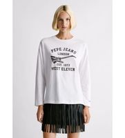 pepe jeans para mujer pl5000053 camiseta elora blanco xs casual algodon manga larga