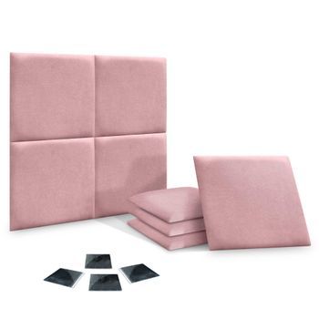 Dhome Juego De 8 Paneles Tapizados De Tela Autoadhesivos Para Pared Acústicos Absorbentes Protección Impactos Cabeceros (rosa, 50x50cm, X8)