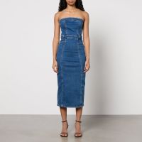 good american stretch-denim midi dress - xl