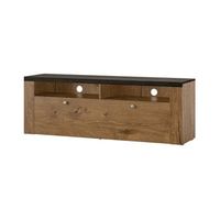 mueble para tv de 140 cm coleccion santiago color roble y negro efecto madera 1 puerta