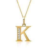 8 quilates cadena de oro letra k con circonita