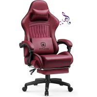 silla gaming gtplayer ergonomica con altavoces y reposapies rojo vino