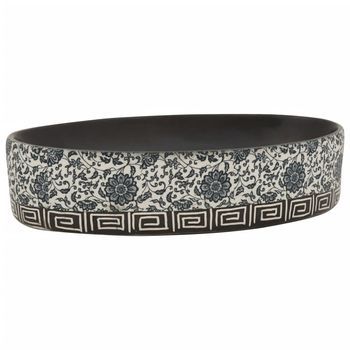 Lavabo De Encimera Ovalado Cerámica Negro Azul 56,5x36,5x13,5cm Vidaxl