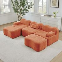 sofa modular 3 plazas forma u con 2 chaise longues espuma alta densidad 32d forma ondulada asiento profundo naranja