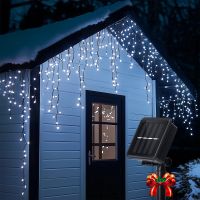 aigostar cortina luces navidad exterio para exteriores 3m5m06m 100 led 8 modos luces navidad cortina ip65 luces led de cortina de carambano para bodas fiestas navidad blanco  frio