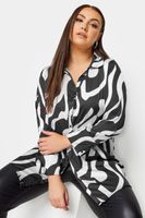 yours camisa amplia blanca y negra estampada mujer curvy y tallas grandes yours
