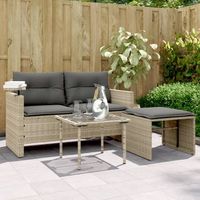 set de sofa de jardin 3 uds  conjunto mueble jardin mesa y sillas y cojines ratan sintetico gris cfw6982363