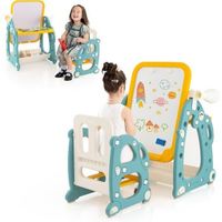 juego de mesa y silla para ninos con pizarra blanca ajustable de 3 niveles costway 78 x 55 x 90 cm
