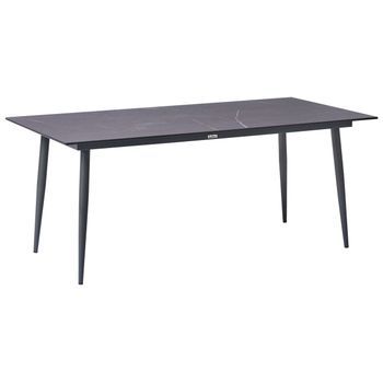 Mesa De Comedor De Jardín Con Tablero De Hpl Y Estructura De Aluminio Resistente A Los Rayos Uv Agua Óxido Gris Oscuro Con Tablero Gris Oscuro Tolentino