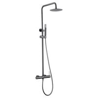 set ducha monocomando negro gunmetal en acero y laton con barra extensible y soporte anticalcareo
