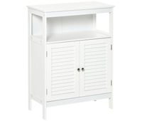 kleankin mueble auxiliar de bano armario para bano con 2 puertas de persianas estante abierto gran espacio de almacenamiento diseno moderno 60x30x816 cm blanco