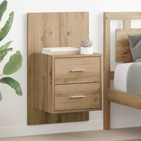 mesita de noche de pared 2 uds - dormitorio - contrachapado - roble 485x325x80cm