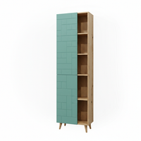 armario de bano rudi 56 x 193 cm con puertas y compartimentos abiertos vicco