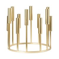 candelero para 12 velas decoracion minimalista base redonda dorado trafaria