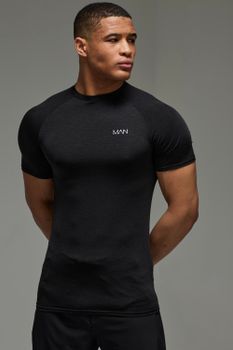 Camiseta Man Active Ligera De Ranglán Ajustada Al Músculo, Negro