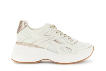 zapatillas de running con cordones en piel revestida y malla off white 37