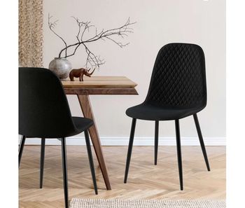 Set de 4 sillas de comedor giverny en tela o terciopelo negro 54x44x88 cm