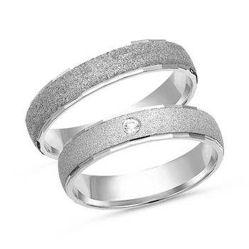 Alianzas 8 quilates oro blanco con diamante