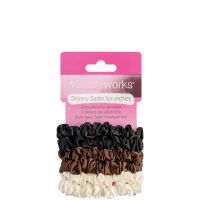 brushworks skinny satin scrunchies - 6 pack
