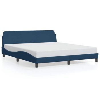 Estructura De Cama Con Cabecero Dover Tela Azul 180x200cm Vidaxl