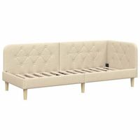 cama individual  cama para adulto  estructura de cama en esquina crema 80 x 200 cm tela