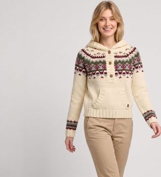 Superdry para mujer. W6110761A Jersey Fairisle beige (M), Casual, Lana, Manga larga