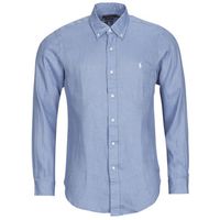 polo ralph lauren camisa manga larga camisa de corte recto en lino para hombre