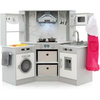 cocina de madera para ninos cocinita infantil con luces y sonidos realistas costway 102 x 51 x 85 cm