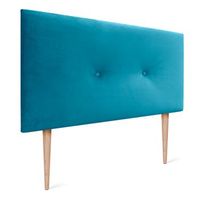 dhome cabecero de terciopelo liso con botones 110x115 con patas camas 105 - celeste