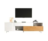 mueble tv 120 cm de panel de particulas con 2 puertas y 1 cajoneblanconatural