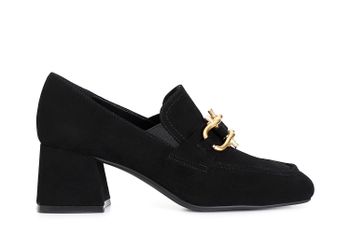 mocasín de ante con accesorio y tacón de 60 mm. black 38