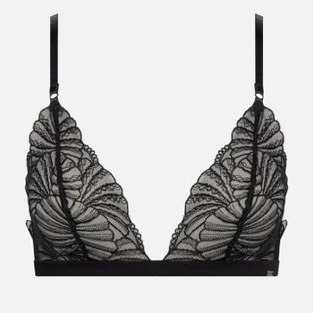 Calvin Klein Sheer Embroidered Stretch-Lace Unlined Triangle Bra - L