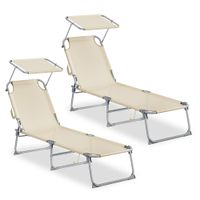 tumbonas plegables con parasol y respaldo ajustable beige