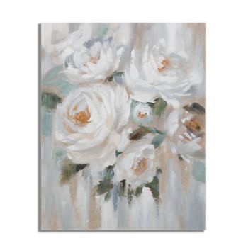 Cuadro Sobre Lienzo Multicolor Con Flores 80x3,7x100 Cm